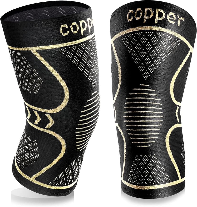 Copper Knee Braces for Women and Men 2 Pack, Knee Compression Sleeve for Knee Pain, Arthritis,ACL, Meniscus Tear, Joint Pain Relief, Knee Support for Running, Working Out, Fitness, Weightlifting-M