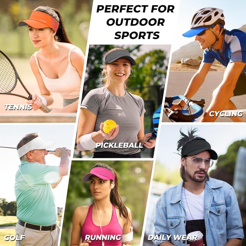Sukeen Sports Sun Visor Men Women Lightweight Packable Cooling Stretchy Visor Hat for Running, Tennis, Golf