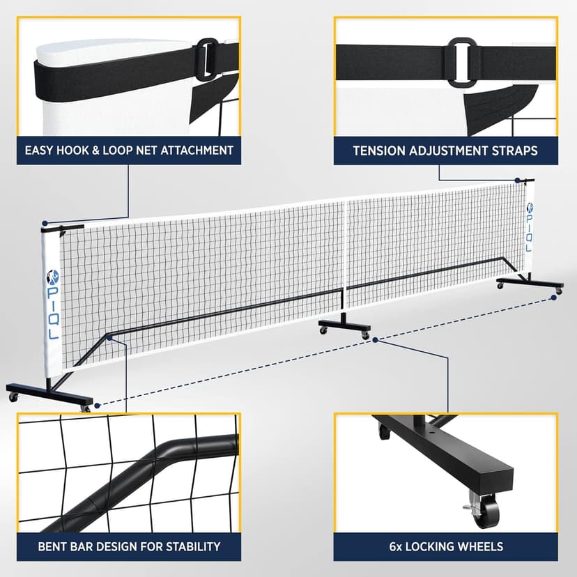 Portable Pickleball Net System with Wheels - Regulation Size Pickleball Set - Pickle Ball Indoor & Outdoor Nets – Driveway Pickle-Ball Court with Carry Bag for Pickle Ball Set