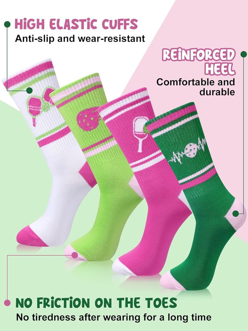 Cuffbow 8 Pairs Dink Ball Socks Performance Novelty Athletic Socks Sports Gift for Dink Ball Lovers Women Men