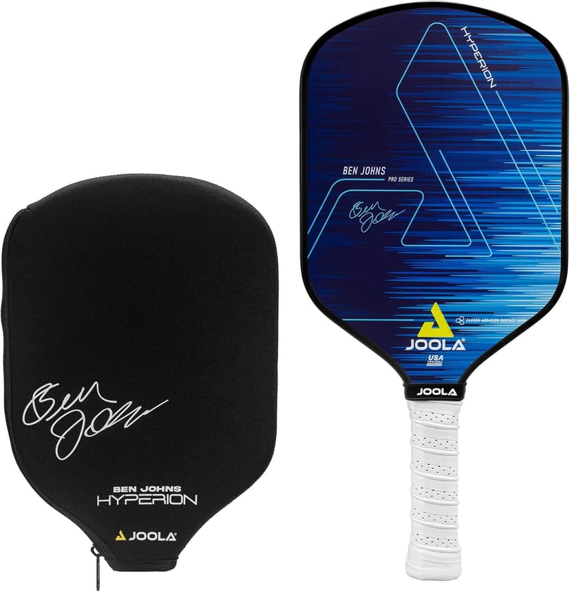 JOOLA Ben Johns Hyperion Pickleball Paddle - Select Raw Carbon Surface or Carbon Abrasion Surface for Increased Power and Spin - Elongated Grip Handle - Carbon Fiber Pickleball Paddle - USAP Approved