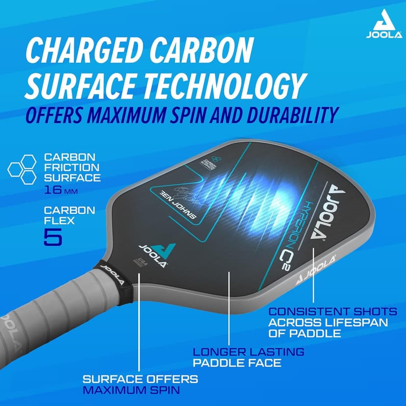 JOOLA Professional Pickleball Paddles – Charged Surface Technology for Power & Feel – Select Perseus or Hyperion Shape – Fully Encased Carbon Fiber – USAP Approved – Well Balanced w/Pop & Control