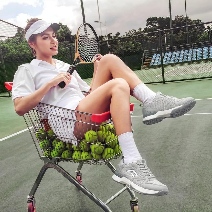 FitVille Wide Pickleball Shoes for Women Outdoor Court Lightweight Tennis Shoes Womens Ultra Cushioning Court Shoes with Arch Support & Wide Toe Box