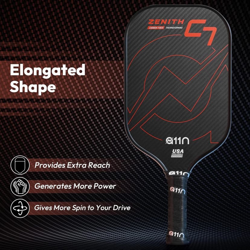 A11N Zenith Pickleball Paddle 16mm | T-700 Carbon Fiber with Foam Injected Walls | Enlarged Sweet Spot | Elongated or Wide Body Shape