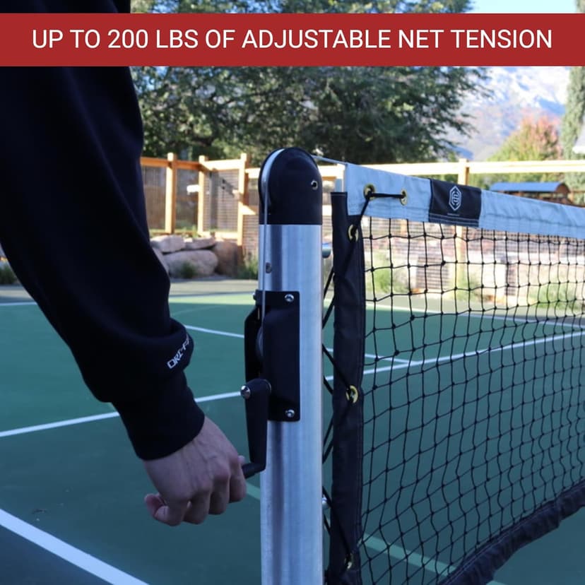 Dominator In Ground Pickleball System - Includes Two Heavy Duty Pickleball Posts with Net and Sleeves - Aluminum, Rust Free, and Follows USAPA Standards