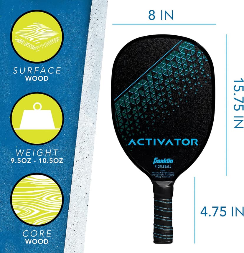 Franklin Sports Pickleball Paddle and Ball Set - Wooden Pickleball Rackets + Pickleballs - Activator - USA Pickleball (USAPA) Approved