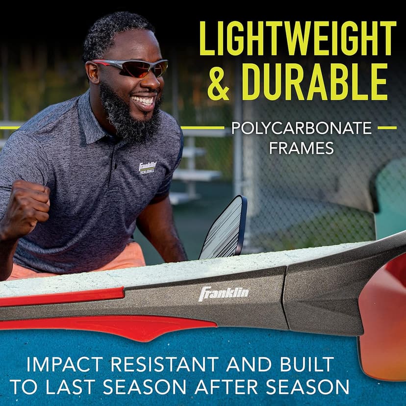 Franklin Sports Pickleball Sunglasses - All Sport UV Glasses for Tennis, Pickleball, Cycling, Rowing + More - Athletic Shades with Headband + Carry Bag, Red