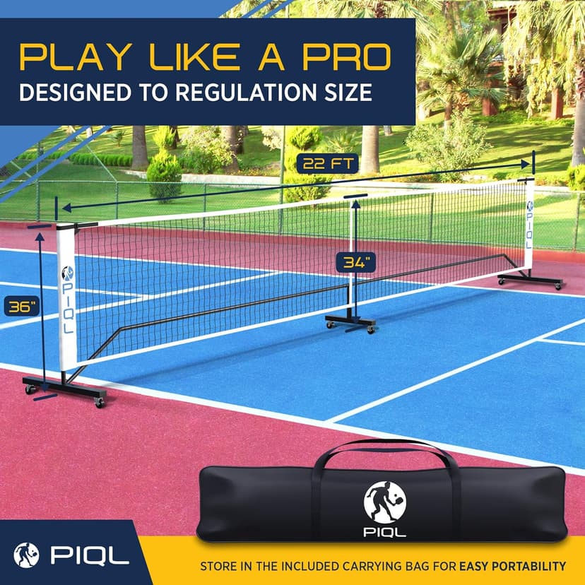 Portable Pickleball Net System with Wheels - Regulation Size Pickleball Set - Pickle Ball Indoor & Outdoor Nets – Driveway Pickle-Ball Court with Carry Bag for Pickle Ball Set
