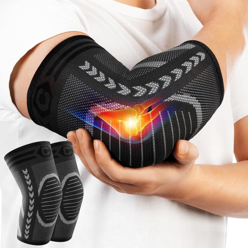 CAMBIVO 2 Pack Tennis Elbow Brace for Tendonitis and Tennis Elbow,Golfers Elbow, Arm Compression Sleeves for Women and Men, Bíceps Support Sleeve for Weightlifting, Basketball and Workout