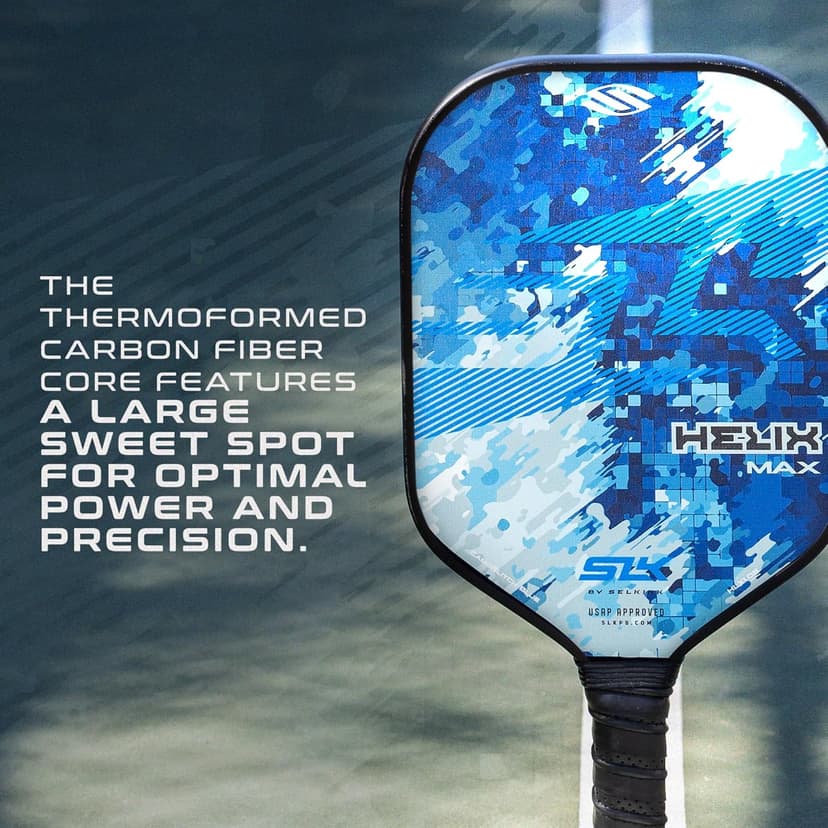 SLK Helix Pro Pickleball Paddle | Carbon Fiber & Fiberglass Hybrid Face | Thermoformed Carbon Fiber Core | Unmatched Control