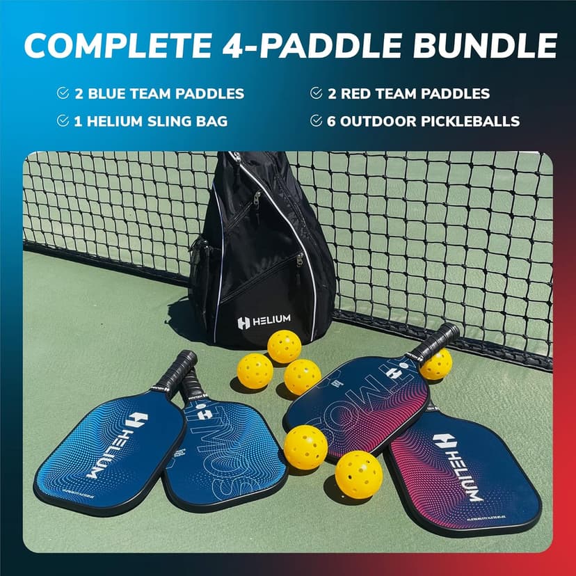 Helium Pro Carbon Fiber Pickleball Paddles - USAPA Certified - High-Spin Texture, Lightweight Honeycomb Core