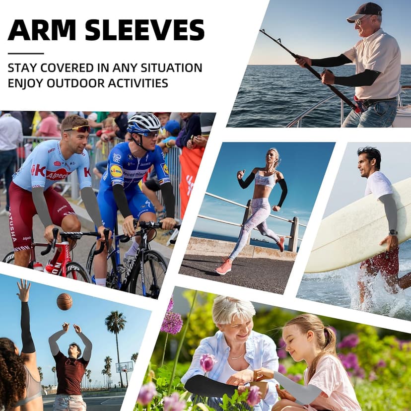 BHYTAKI Cooling Compression Arm Sleeves for Men Women,UPF50 UV Sun Protection Sleeves for Work Sport Tattoo Cover Up