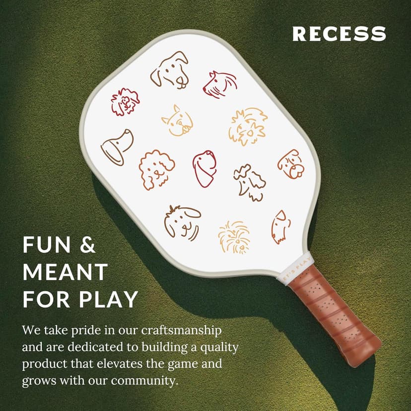 Recess Premium Pickleball Paddle - Strong & Durable Fiberglass Surface, Lightweight, Honeycomb Core & Comfort Grip Handles - Tournament or Casual Play, USAPA Approved