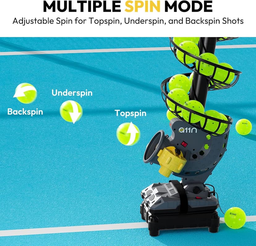 A11N SPORTS Pickleball Automatic Launcher – Adjustable Speed, Spin & Angles for Dinks, Chops, Volleys & Serves – Auto Swing for Forehand & Backhand Training – Indoor/Outdoor Use for All Skill Levels