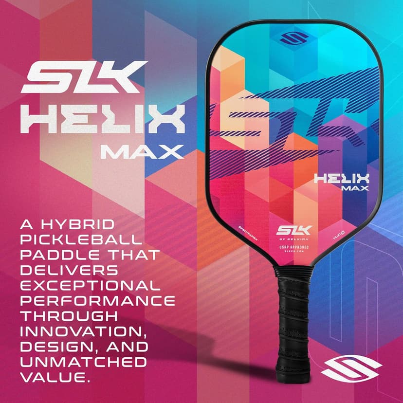 SLK Helix Pro Pickleball Paddle | Carbon Fiber & Fiberglass Hybrid Face | Thermoformed Carbon Fiber Core | Unmatched Control