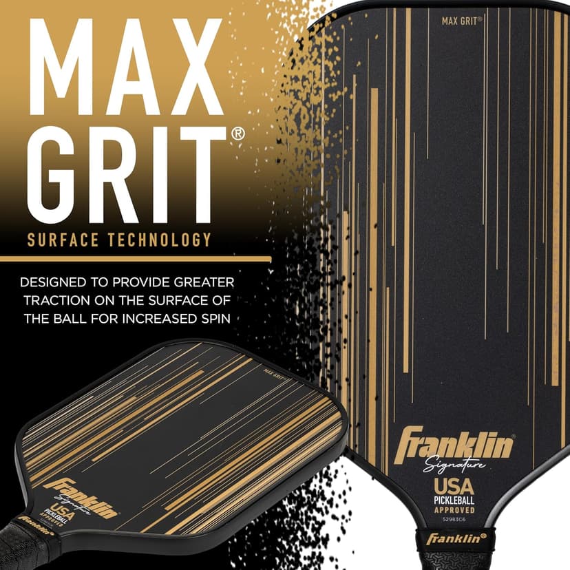 Franklin Sports Pro Pickleball Paddles - Signature Series Pro Pickleball Paddle with MaxGrit Surface - USA Pickleball (USAPA) Approved Tournament Pickleball Paddles - 13mm + 16mm Polypropylene Cores