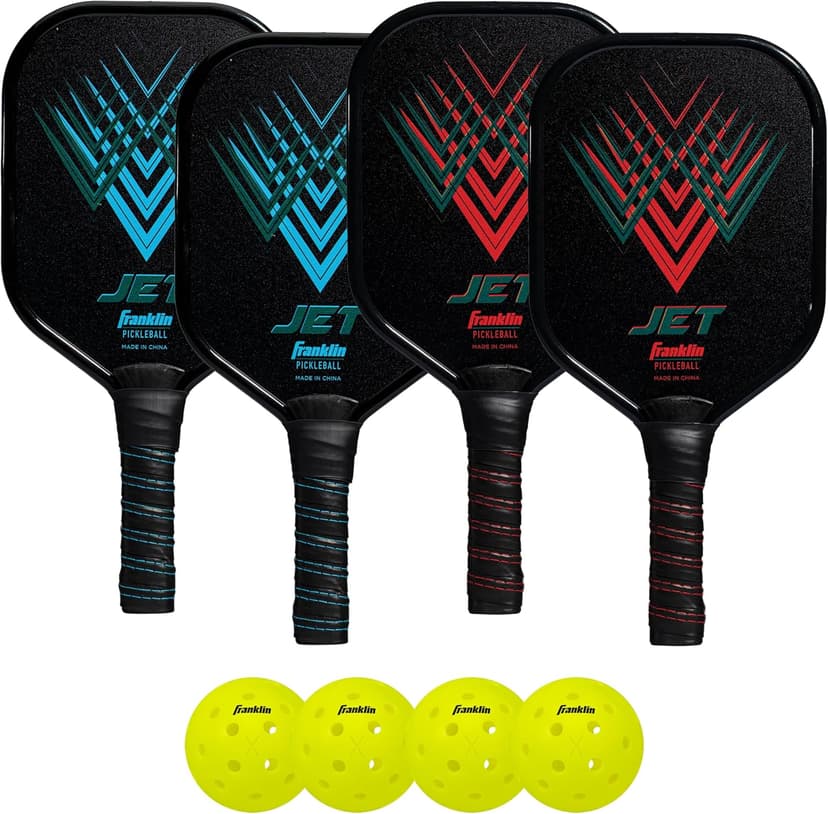 Franklin Sports Beginner Pickleball Sets - 2 + 4 Player Sets - Aluminum Paddles + X-40 Pickleballs - USA Pickleball (USAPA) Approved