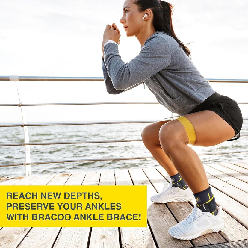 Bracoo 2 Pack Ankle Brace Compression Sleeve for Women & Men, Adjustable Ankle Support Strap for Sprained, Plantar Fasciitis, Pain Relief, Injury Recovery, Running, Workout, GYM, FS60