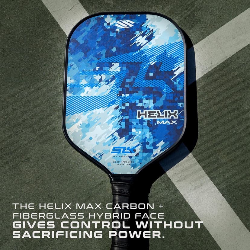 SLK Helix Pro Pickleball Paddle | Carbon Fiber & Fiberglass Hybrid Face | Thermoformed Carbon Fiber Core | Unmatched Control