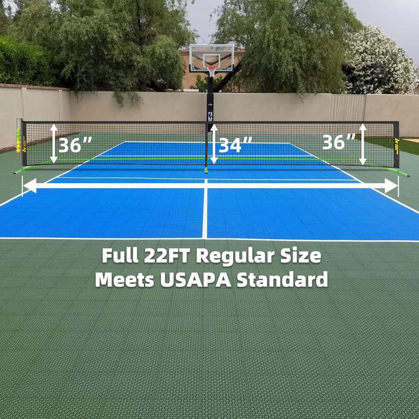 Pickleball Net Portable Outdoor Pickleball Net for Driveway 22ft Portable Pickle Ball Net Set with 4 Pickle Balls, Ball Holder, Lines Court Markers, Carrying Bag, 22ft Outdoor Pickle Ball Set with Net