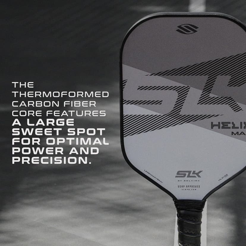SLK Helix Pro Pickleball Paddle | Carbon Fiber & Fiberglass Hybrid Face | Thermoformed Carbon Fiber Core | Unmatched Control