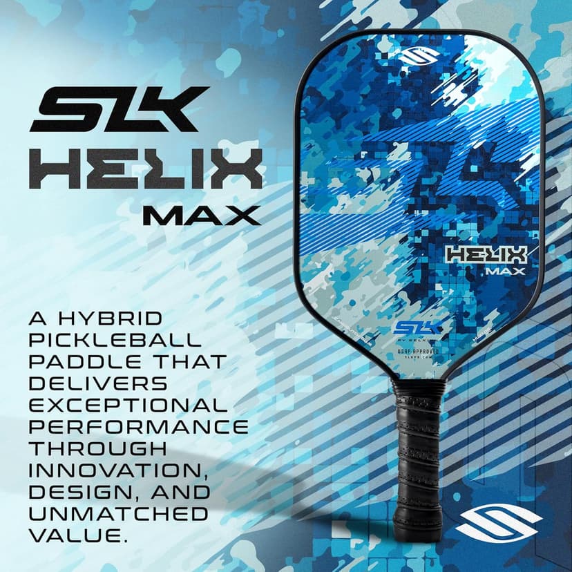 SLK Helix Pro Pickleball Paddle | Carbon Fiber & Fiberglass Hybrid Face | Thermoformed Carbon Fiber Core | Unmatched Control