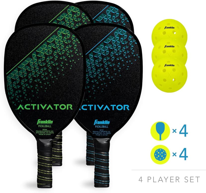 Franklin Sports Pickleball Paddle and Ball Set - Wooden Pickleball Rackets + Pickleballs - Activator - USA Pickleball (USAPA) Approved