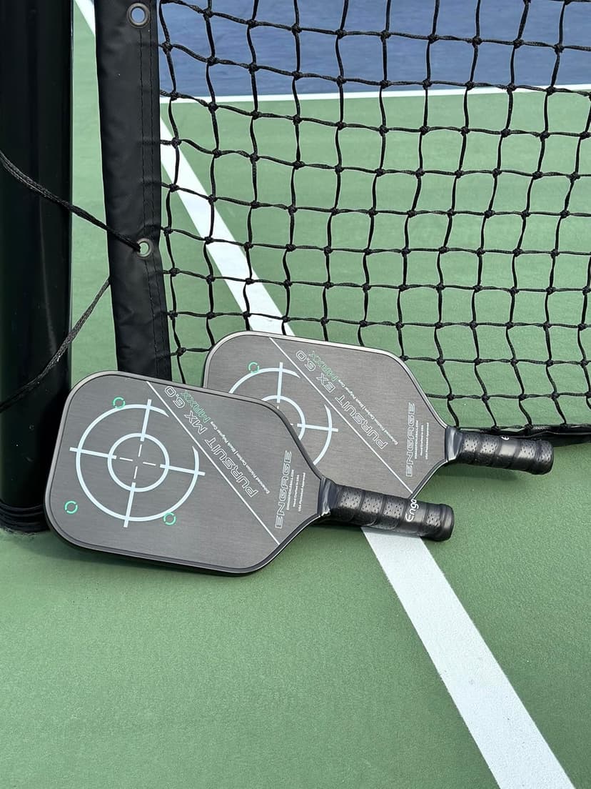 Engage Pickleball Pursuit MAXX MX 6.0 Carbon Fiber Paddle, Elongated Shape, Enhanced Friction Carbon, 5/8" Thick Core with Control Pro 'Black' Technology