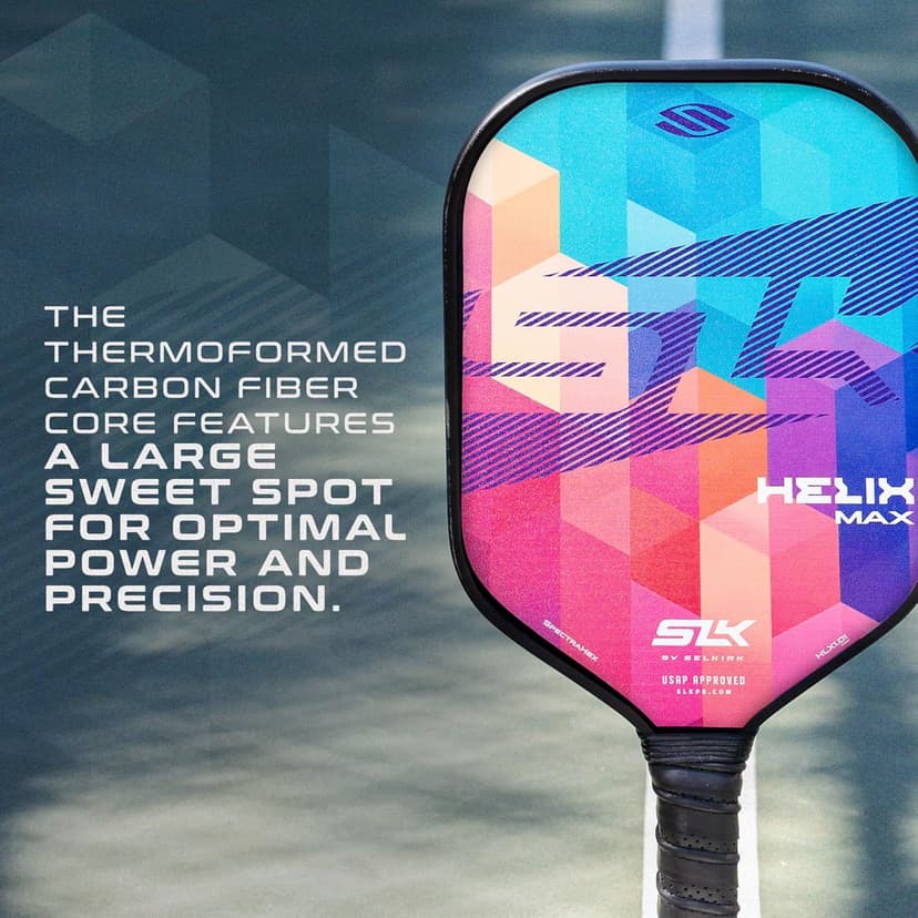 SLK Helix Pro Pickleball Paddle | Carbon Fiber & Fiberglass Hybrid Face | Thermoformed Carbon Fiber Core | Unmatched Control