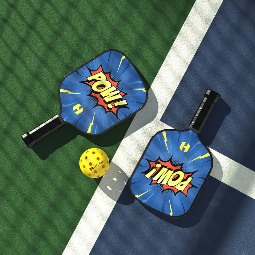 Helium Pickleball Paddle for Kids – Child Size Paddle for Children 12 and Under, Lightweight Honeycomb Core, Graphite Strike Face, Pickleball Paddle & Drawstring Bag - POW!