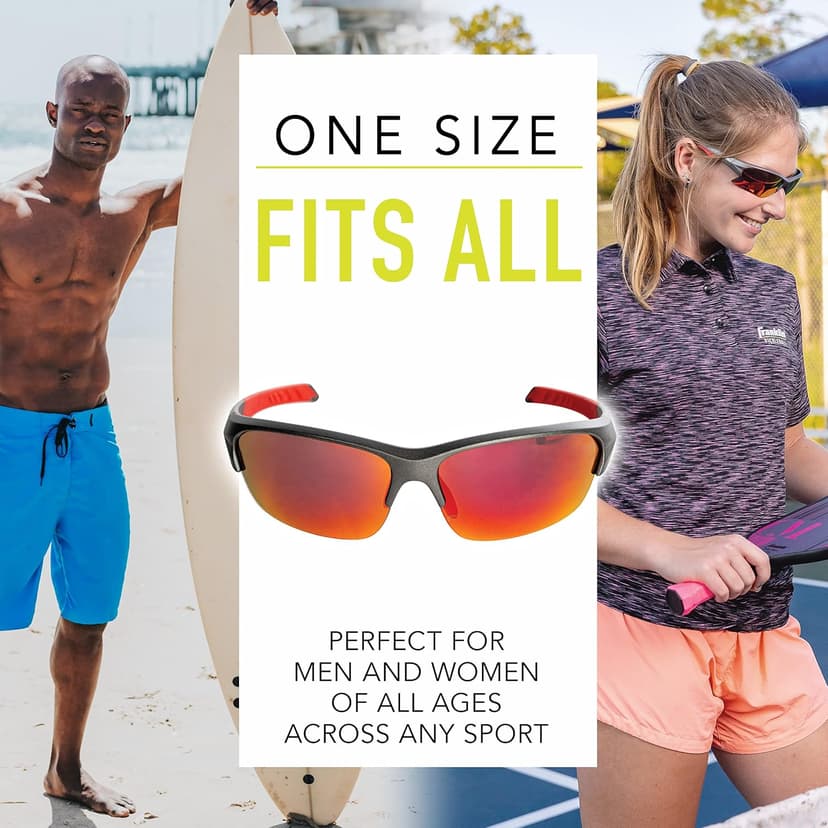 Franklin Sports Pickleball Sunglasses - All Sport UV Glasses for Tennis, Pickleball, Cycling, Rowing + More - Athletic Shades with Headband + Carry Bag, Red