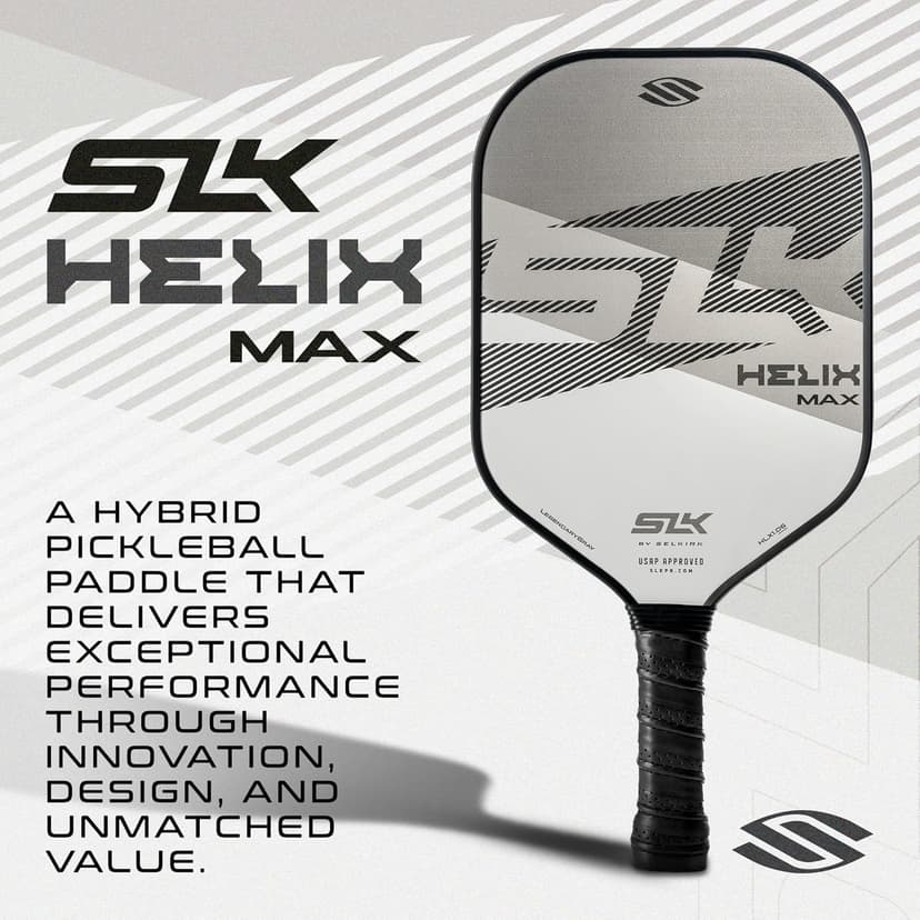 SLK Helix Pro Pickleball Paddle | Carbon Fiber & Fiberglass Hybrid Face | Thermoformed Carbon Fiber Core | Unmatched Control
