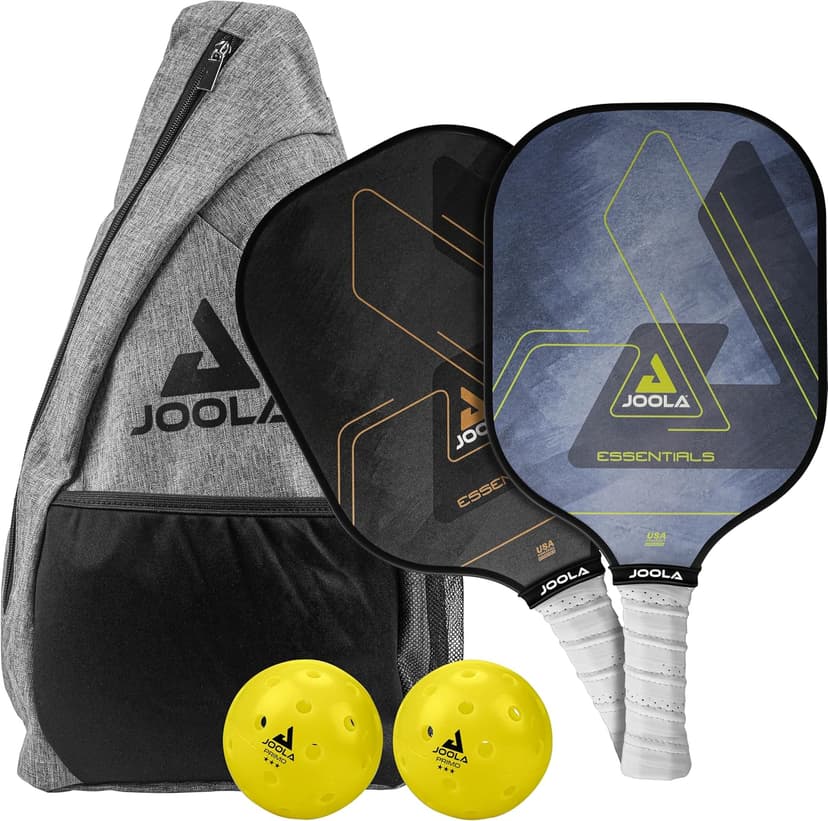 JOOLA Pickleball Paddles & Sets – Agassi Shape or Essentials – Fiberglass or Carbon Fiber Surface – UPA-A & USAP Approved – Single Paddle or Pickleball Set with Balls & Bag – Enhanced Spin & Control
