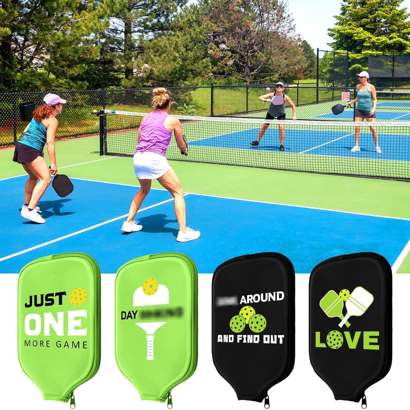 Poen 4 Pcs Ball Paddle Covers 8.5 x 11 Inch Protective Paddle Cover Racket Sleeve Bag with Zipper Universal Case Size Fits up to 8.25 in Wide for ball Sports Men Women Gift