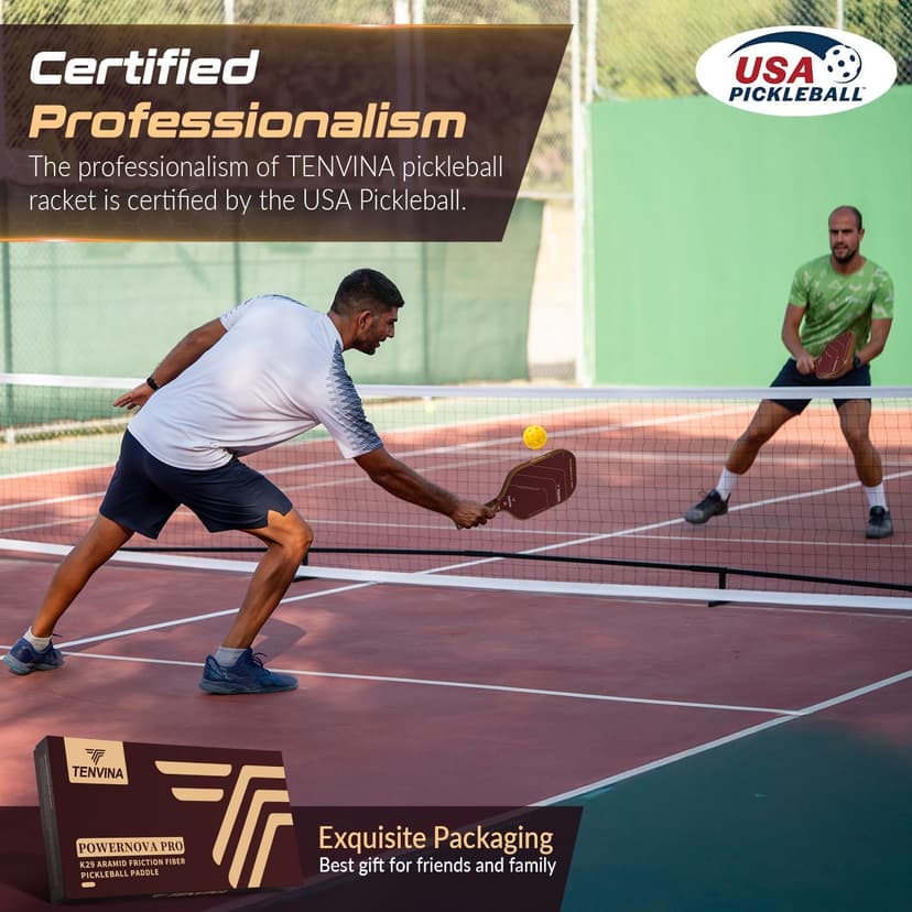 TENVINA Pickleball Paddles, Thermoforming 4-Layer T700SC Friction Carbon Fiber Pickleball Paddle, Professional Pickleball Paddle USAPA Approved with Strong Power and Spin for Athletes