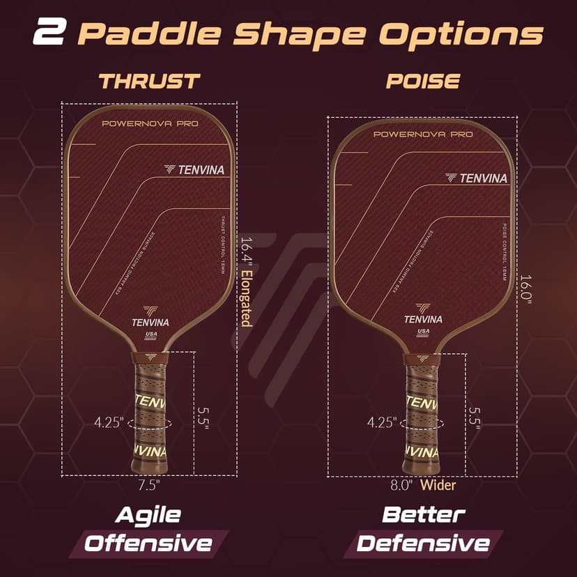 TENVINA Pickleball Paddles, Thermoforming 4-Layer T700SC Friction Carbon Fiber Pickleball Paddle, Professional Pickleball Paddle USAPA Approved with Strong Power and Spin for Athletes
