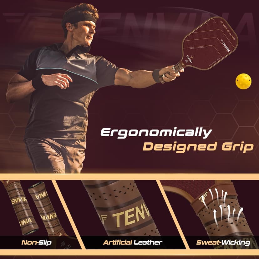 TENVINA Pickleball Paddles, Thermoforming 4-Layer T700SC Friction Carbon Fiber Pickleball Paddle, Professional Pickleball Paddle USAPA Approved with Strong Power and Spin for Athletes