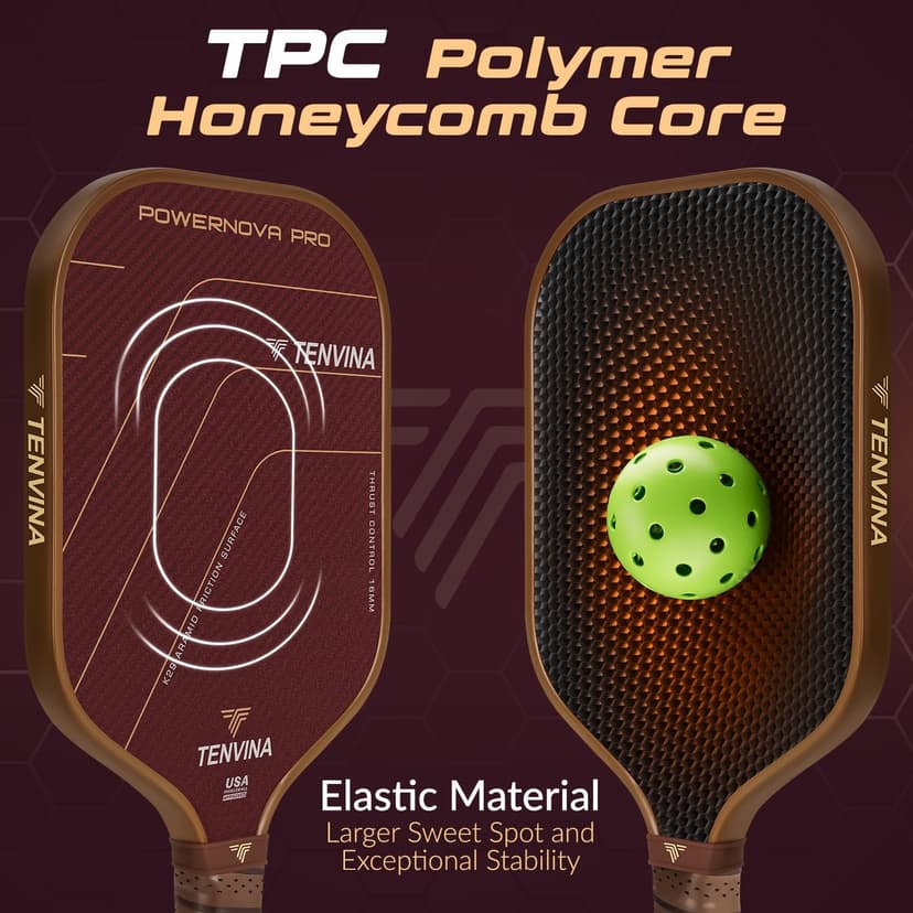 TENVINA Pickleball Paddles, Thermoforming 4-Layer T700SC Friction Carbon Fiber Pickleball Paddle, Professional Pickleball Paddle USAPA Approved with Strong Power and Spin for Athletes