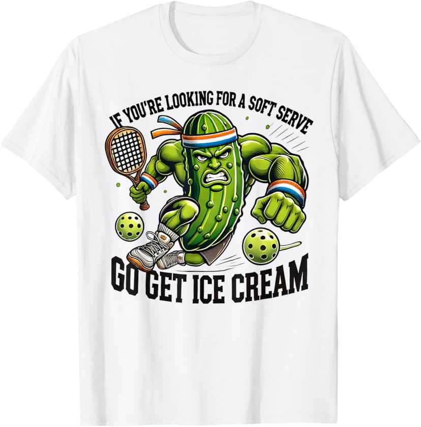Funny Pickleball Lover Pun With a Pickle Playing Pickle Ball T-Shirt