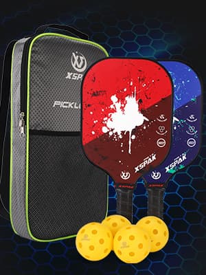 XS XSPAK Pickleball Paddles Sets, USAPA Graphite Face/Carbon Fiber and Polypropylene Honeycomb Core, Anti-Slip Sweat-Absorbing Soft Cushion Grip, Pickleball Set of 2 with 2-4 Balls and 1 Bag/Backpack