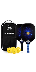 XS XSPAK Pickleball Paddles Sets, USAPA Graphite Face/Carbon Fiber and Polypropylene Honeycomb Core, Anti-Slip Sweat-Absorbing Soft Cushion Grip, Pickleball Set of 2 with 2-4 Balls and 1 Bag/Backpack