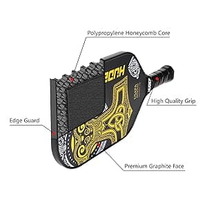 Pickleball Paddle,Pickleball Paddles Lightweight Graphite Carbon Fiber Wide Face Pickleball Paddle Racquet Rackets,Honeycomb Core,Cushion Comfort Grip USAPA Approved