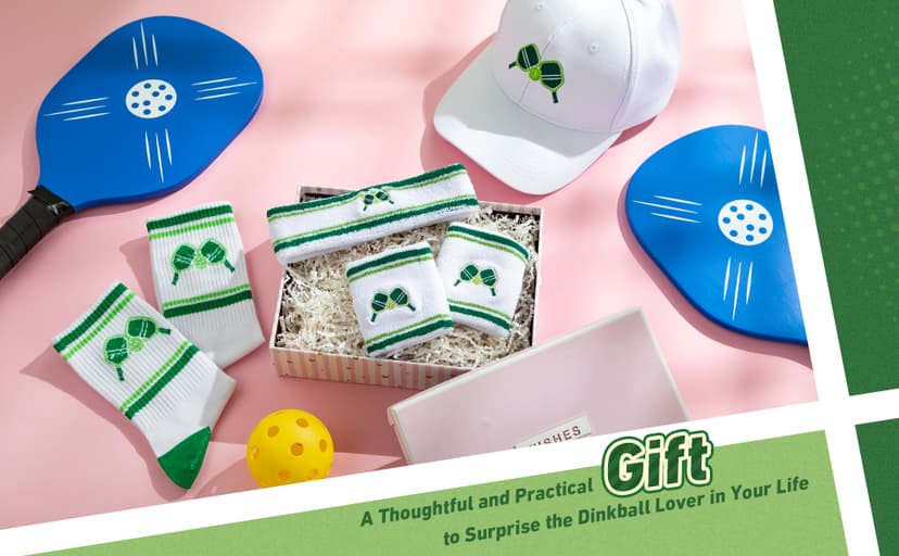 Panitay 4 Pack Funny Dink Ball Lover Gifts Dink Ball Hats Sports Wrist Head Sweatbands and Novelty Socks for Men Women