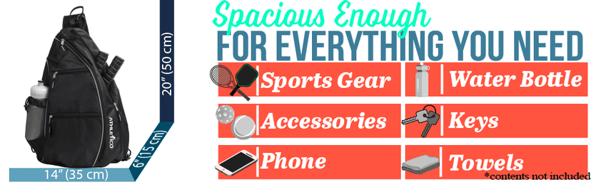 Athletico Sling Bag - Crossbody Backpack for Pickleball, Tennis, Racketball, and Travel for Men and Women