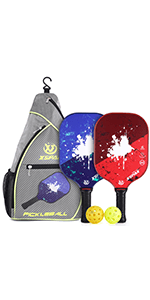 XS XSPAK Pickleball Paddles Sets, USAPA Graphite Face/Carbon Fiber and Polypropylene Honeycomb Core, Anti-Slip Sweat-Absorbing Soft Cushion Grip, Pickleball Set of 2 with 2-4 Balls and 1 Bag/Backpack