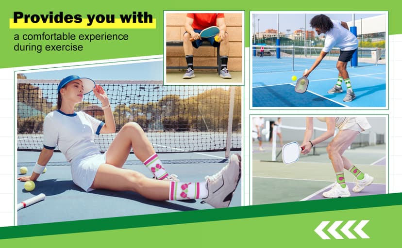 Cuffbow 8 Pairs Dink Ball Socks Performance Novelty Athletic Socks Sports Gift for Dink Ball Lovers Women Men