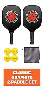 Amazin' Aces Pickleball Wood Paddles Set of 4 or 2 - Wood Pickleball Rackets for All Levels, Includes 4 Wooden Pickleball Paddles with Comfy Cushion Grip, 4 Pickleball Balls, and 1 Pickleball Bag