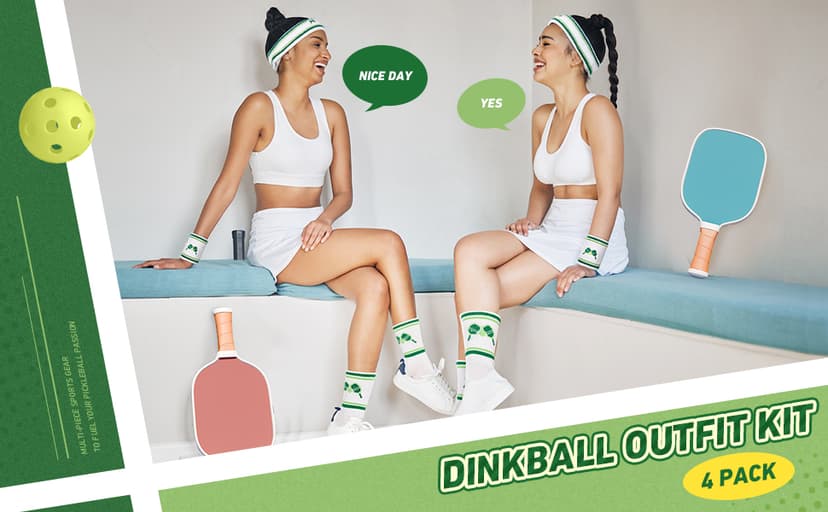 Panitay 4 Pack Funny Dink Ball Lover Gifts Dink Ball Hats Sports Wrist Head Sweatbands and Novelty Socks for Men Women