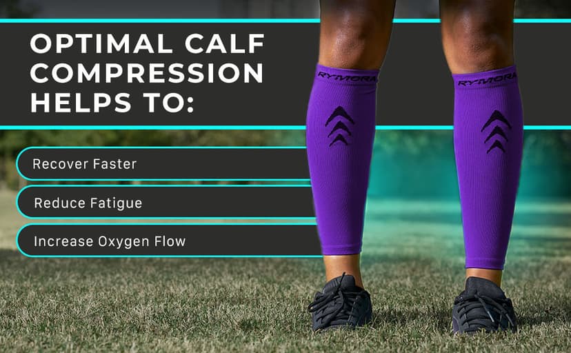 Rymora Calf Compression Sleeves Men Women - Leg Compression Sleeve Footless Socks - Shin Splint Relief Fitness Running