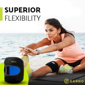 GARNO Knee Brace for Pain Relief by Meniscus Tear, MCL, Arthritis, ACL, Osgood Schlatter, Compression Patellar Tendon Support Strap for Working Out, Running, Weightlifting; Men, Women; (Large Size)